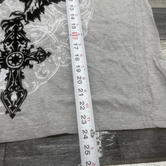 BUZZ CUTS Eagle And Cross Graphic Tee, Size Large, Cotton, grey/black/white. - Picture 6 of 7